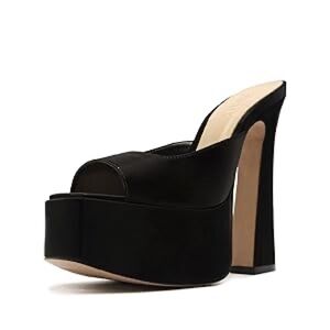 New SCHUTZ Womens Andrina Square Toe Platform Platform Sandals Black Size 8M